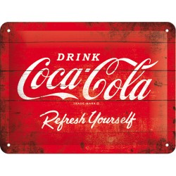 Placa metalica - Coca-Cola - Refresh yourself - 15x20 cm
